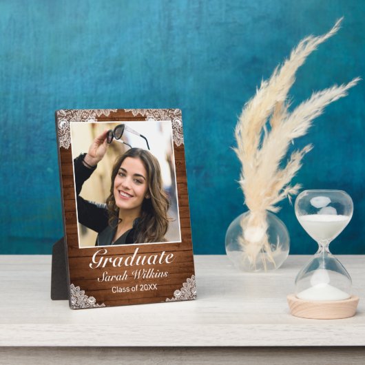 Rustikales Foto aus Holz und Weißspitzen Abschluss Fotoplatte (Seite)