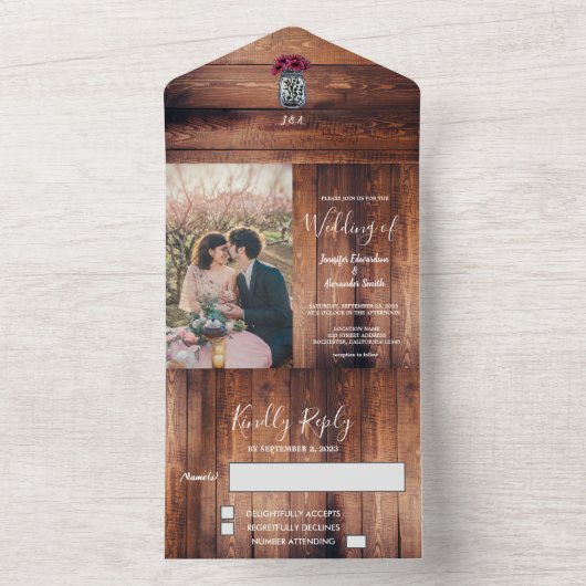 Rustikales Foto aus Holzhaut All In One Einladung (Innen Boden)