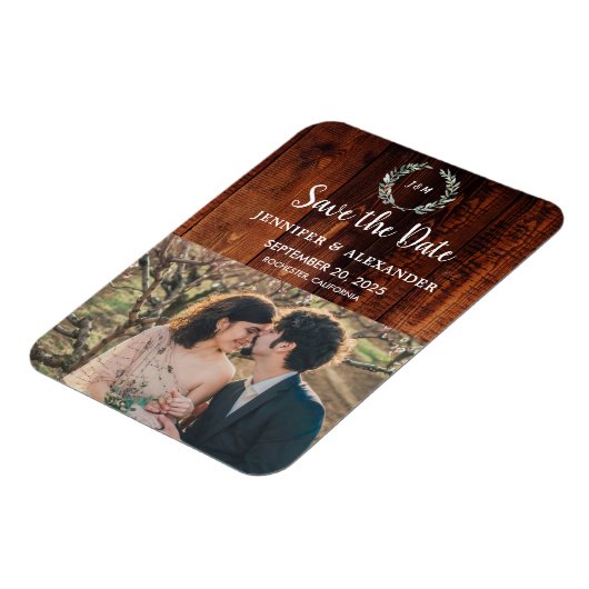 Rustikales Foto aus Monogramm Stallholz Save the D Magnet (Linke Seite)