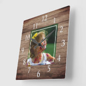 Rustikales Foto aus Stallholz Quadratische Wanduhr (Winkel)