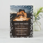Rustikales Foto aus Stallholz Save The Date (Stehend Vorderseite)