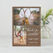 Rustikales Foto aus Stallholz Vielen Dank Einladung (Stehend Vorderseite)