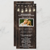 Rustikales Foto Barn Wood Mason Jar Hochzeitsprogr Programm (Vorne/Hinten)
