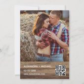Rustikales Foto Bauernhof QR Code Einladung Hochze (Rückseite)