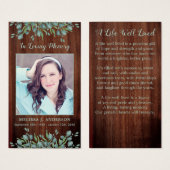 Rustikales Foto Beileid Gedenkkarte Beerdigung Geb (Vorne & Hinten)