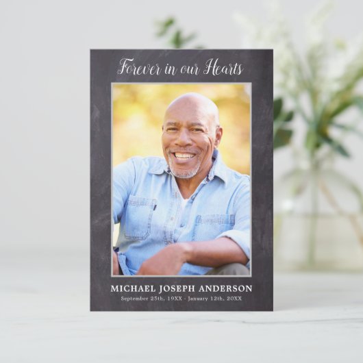 Rustikales Foto Beileid Prayer Card Beerdigung (Stehend Vorderseite)