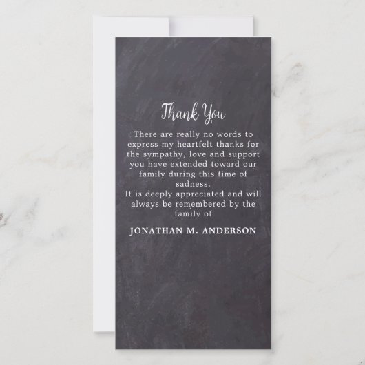 Rustikales Foto-Beileid zur Beerdigung Dankeskarte (Rückseite)