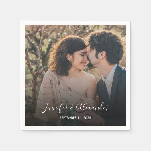 Rustikales Foto boho Hochzeit Serviette (Vorderseite)