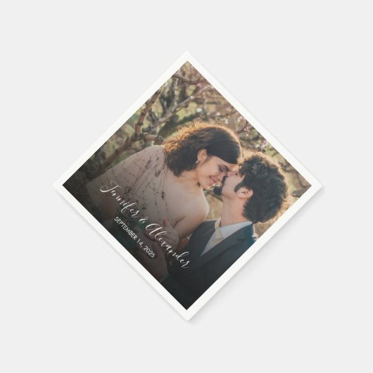 Rustikales Foto boho Hochzeit Serviette (Ecke)