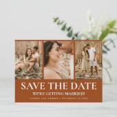 Rustikales Foto Boho Terracotta Burnt Orange Weddi Save The Date (Stehend Vorderseite)