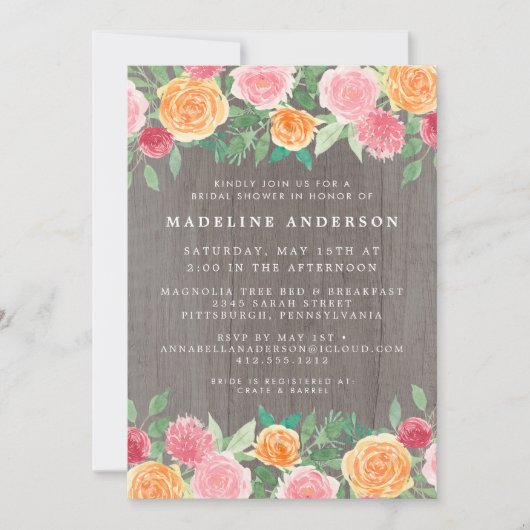 Rustikales Foto-Brautparty Einladung (Vorderseite)