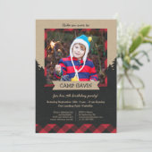 Rustikales Foto Camping Geburtstagsparty Einladung (Stehend Vorderseite)