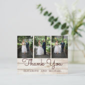 Rustikales Foto Chic Moderne Hochzeit Danke Postkarte (Stehend Vorderseite)