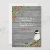 Rustikales Foto Chickadee Weihnachtskarte Feiertagskarte (Rückseite)