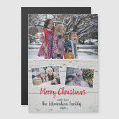 Rustikales Foto Collage Frohe Weihnachts-Magnetkar Magnetkarte (Vorne/Hinten)