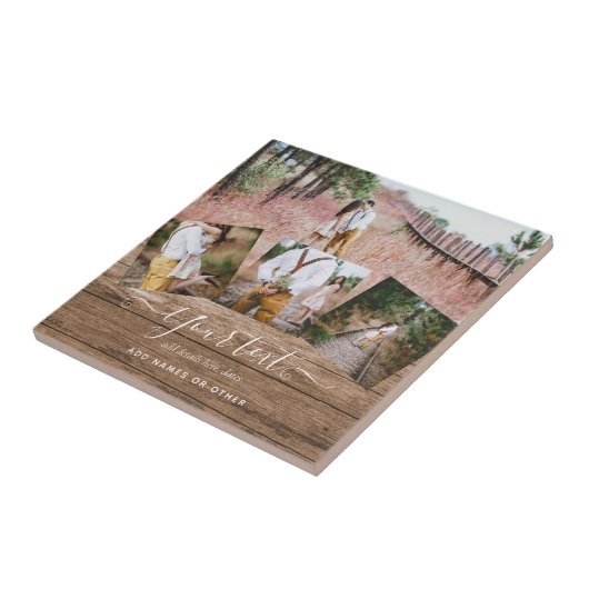 Rustikales FOTO-COLLAGE-Geschenk Benutzerdefiniert Fliese (Seite)