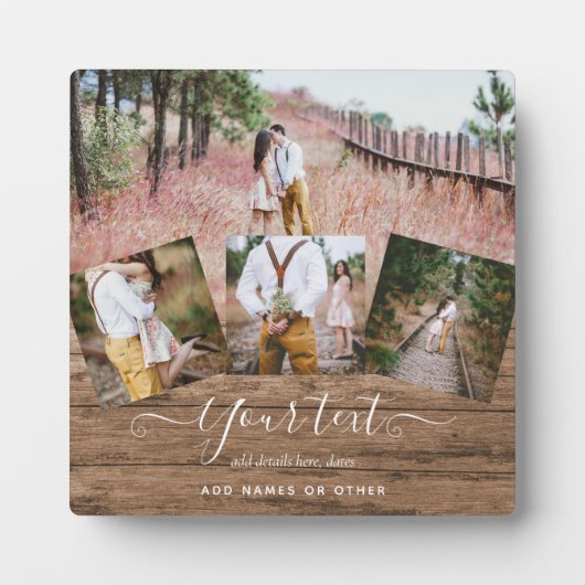 Rustikales FOTO-COLLAGE-Geschenk Benutzerdefiniert Fotoplatte (Vorderseite)