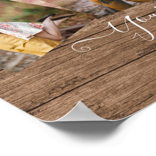 Rustikales FOTO-COLLAGE-Geschenk Benutzerdefiniert Poster (Ecke)