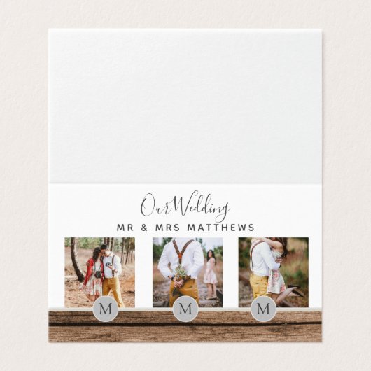 Rustikales Foto Collage Monogram NEWLYWEDS WEDS (Außenseite Aufgefaltet)