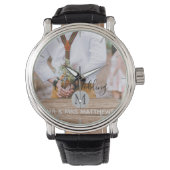 Rustikales Foto Collage Monogram NEWLYWEDS WEDS Armbanduhr (Vorderseite)