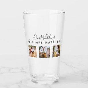 Rustikales Foto Collage Monogram NEWLYWEDS WEDS Glas