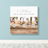 Rustikales Foto Collage Monogram NEWLYWEDS WEDS Leinwanddruck (Insitu (Holzboden))