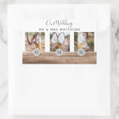 Rustikales Foto Collage Monogram NEWLYWEDS WEDS Rechteckiger Aufkleber (Tasche)