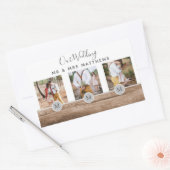 Rustikales Foto Collage Monogram NEWLYWEDS WEDS Rechteckiger Aufkleber (Umschlag)