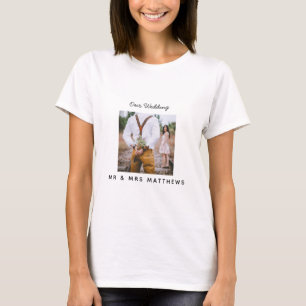 Rustikales Foto Collage Monogram NEWLYWEDS WEDS T-Shirt