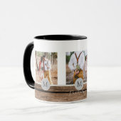 Rustikales Foto Collage Monogram NEWLYWEDS WEDS Tasse (Vorderseite Links)