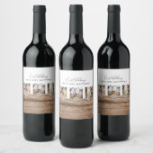 Rustikales Foto Collage Monogram NEWLYWEDS WEDS Weinetikett (Flaschen)