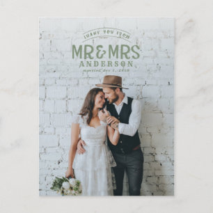 Rustikales Foto danke Ihnen Hochzeitsankündigung Ankündigungspostkarte