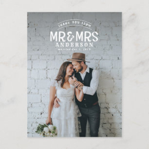 Rustikales Foto danke Ihnen Hochzeitsankündigung Ankündigungspostkarte
