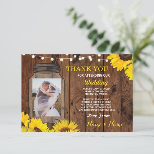 Rustikales Foto danken Ihnen, Dankeskarte (Stehend Vorderseite)