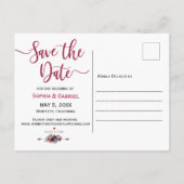 Rustikales Foto der Burgunder Marine Save the Date Ankündigungspostkarte (Rückseite)