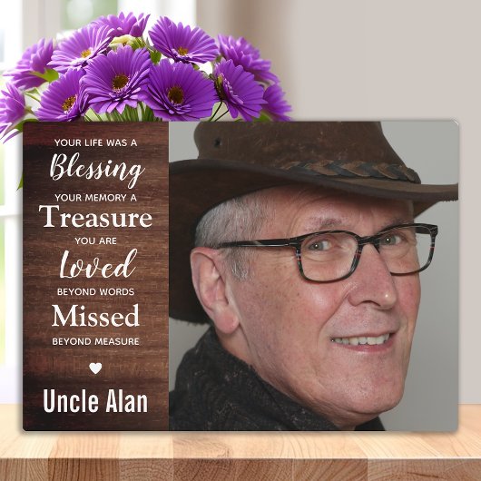 Rustikales Foto der Holzfamilie bewahren Gedenkstä Fotoplatte