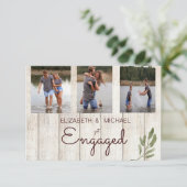 Rustikales Foto Einfaches Holz Moderne Verlobung Save The Date (Stehend Vorderseite)