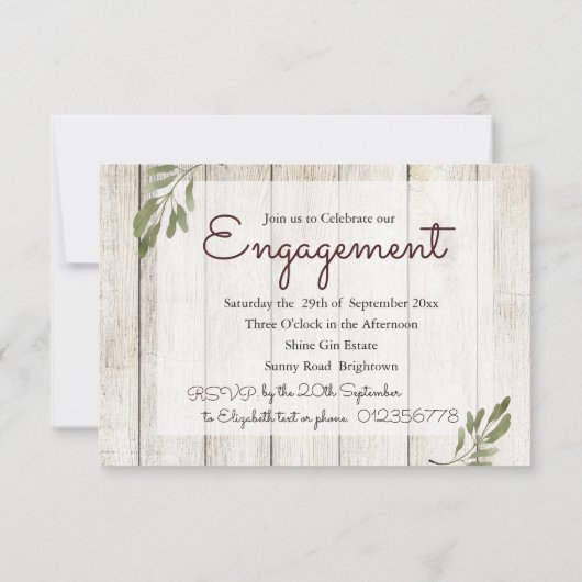 Rustikales Foto Einfaches Holz Moderne Verlobung Save The Date (Rückseite)