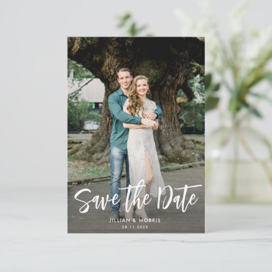 rustikales Foto Einladung (Stehend Vorderseite)