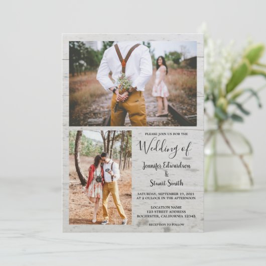 Rustikales Foto Einladung (Stehend Vorderseite)