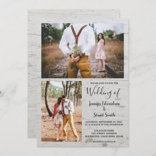 Rustikales Foto Einladung (Vorne/Hinten)