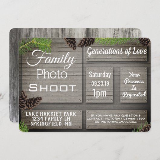 Rustikales Foto Einladung (Vorne/Hinten)