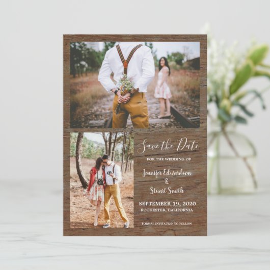 Rustikales Foto Einladung (Stehend Vorderseite)