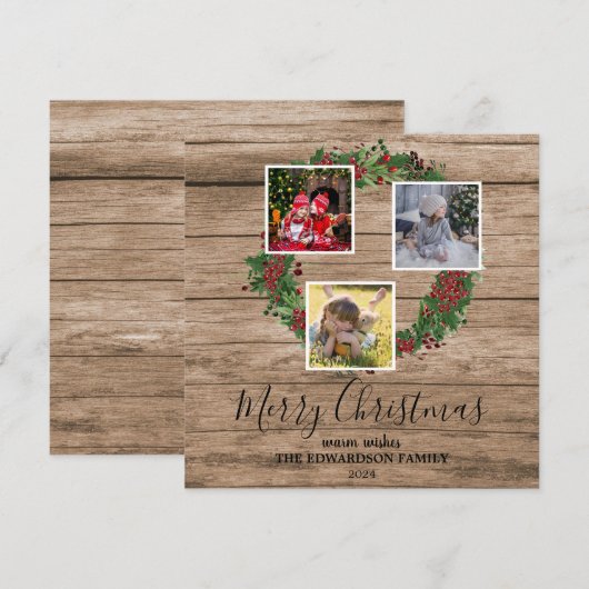 Rustikales Foto Feiertagskarte (Vorne/Hinten)