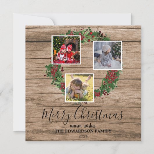Rustikales Foto Feiertagskarte (Vorderseite)