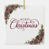 Rustikales Foto frohe Weihnachten Keramikornament (Rückseite)