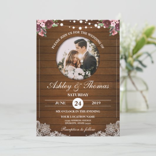 Rustikales Foto für Blumenzwiebeln Einladung (Stehend Vorderseite)