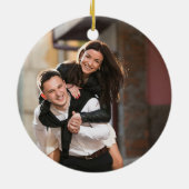 Rustikales Foto für den ersten Weihnachtsroten LKW Keramik Ornament (Hinten)