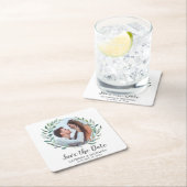 Rustikales Foto für Grünkäfer Hochzeit Sichern Sie Rechteckiger Pappuntersetzer (Vor Ort)