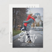 Rustikales Foto für Handschriften Rette unser Datu Ankündigungspostkarte (Vorne/Hinten)